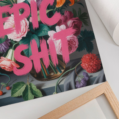 Poster rezistent pentru perete Litere roz pe un fundal de flori colorate