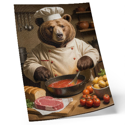 Grafică modernă pe pânză Urs bucătar scenă sufletească caldă suprarealism căldură