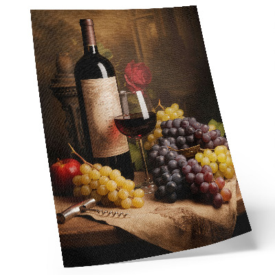 Poster rezistent pentru perete Sticlă de vin struguri măr trandafir eleganță