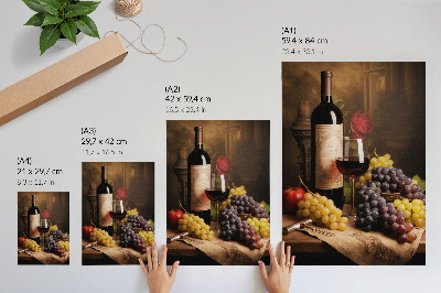 Poster rezistent pentru perete Sticlă de vin struguri măr trandafir eleganță