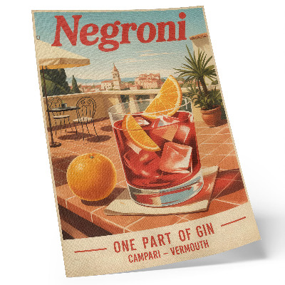 Poster în culori saturate Băutură de portocale pe terasă, atmosferă în stil retro