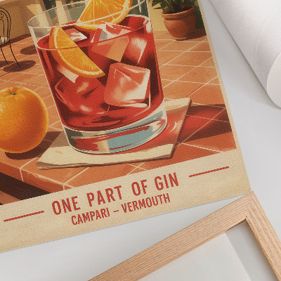 Poster în culori saturate Băutură de portocale pe terasă, atmosferă în stil retro