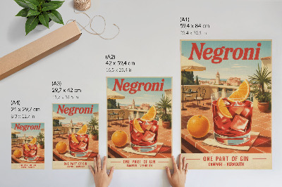 Poster în culori saturate Băutură de portocale pe terasă, atmosferă în stil retro