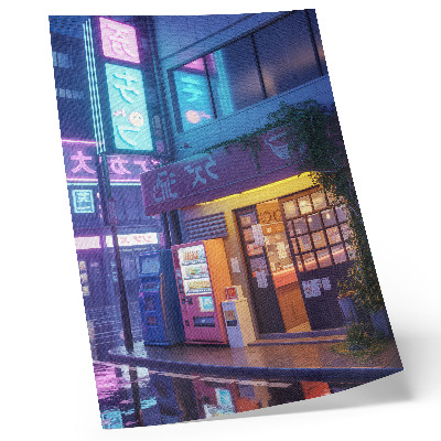 Poster în culori saturate Ploaie neon atmosferică lumini colorate atmosferă atmosferică