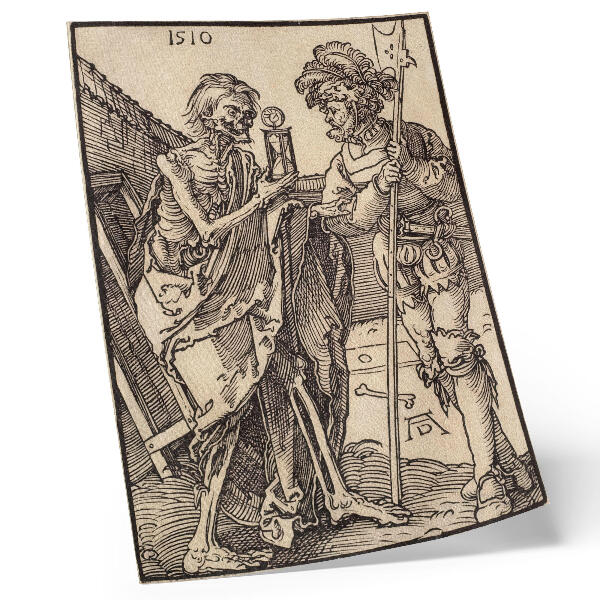 Grafică modernă pe pânză Moartea și Lansquenet (1510) de Albrecht Dürer