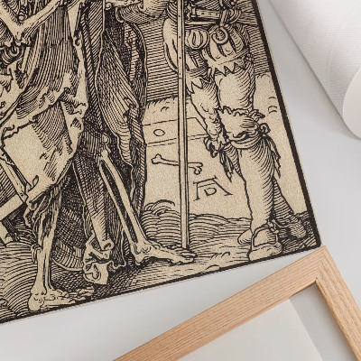 Grafică modernă pe pânză Moartea și Lansquenet (1510) de Albrecht Dürer