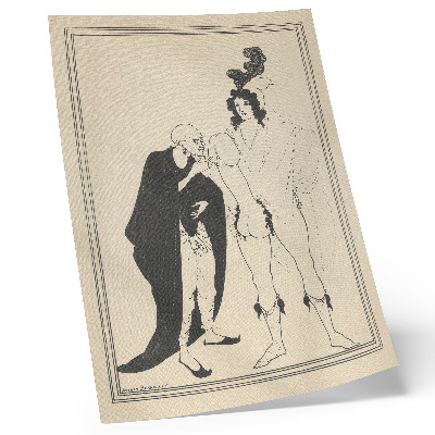 Poster în culori saturate Examenul Vestitorului bazat pe Lisistrata lui Aristofan, Aubrey Beardsley
