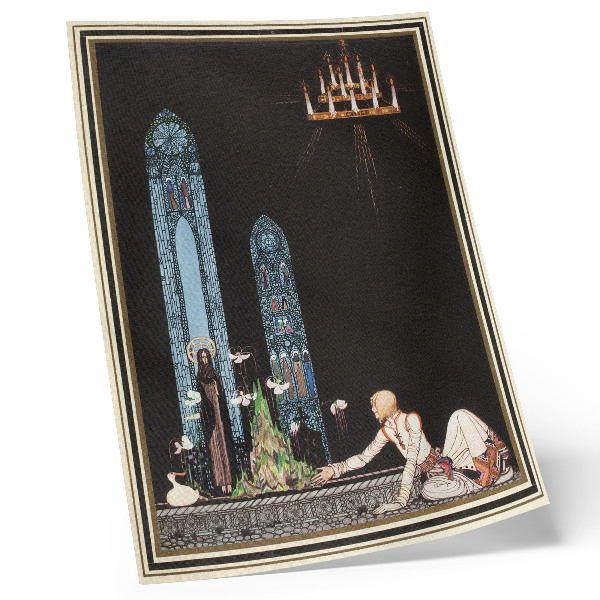 Grafică modernă pe pânză Ilustrația lui Kay Nielsen pentru cartea „La est de Soare și la vest de Lună” de Aubrey Beardsley