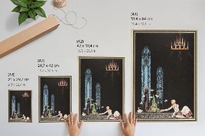 Grafică modernă pe pânză Ilustrația lui Kay Nielsen pentru cartea „La est de Soare și la vest de Lună” de Aubrey Beardsley