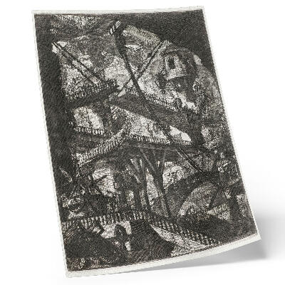 Poster rezistent pentru perete Podul mobil, placa VII din seria Carceri d'Invenzione, Giovanni Battista Piranesi
