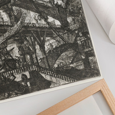 Poster rezistent pentru perete Podul mobil, placa VII din seria Carceri d'Invenzione, Giovanni Battista Piranesi