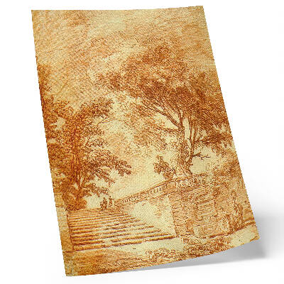 Poster rezistent pentru perete Peisaj cu scări de Hubert Robert