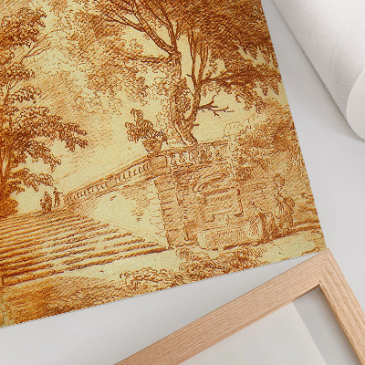 Poster rezistent pentru perete Peisaj cu scări de Hubert Robert