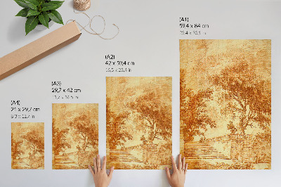 Poster rezistent pentru perete Peisaj cu scări de Hubert Robert
