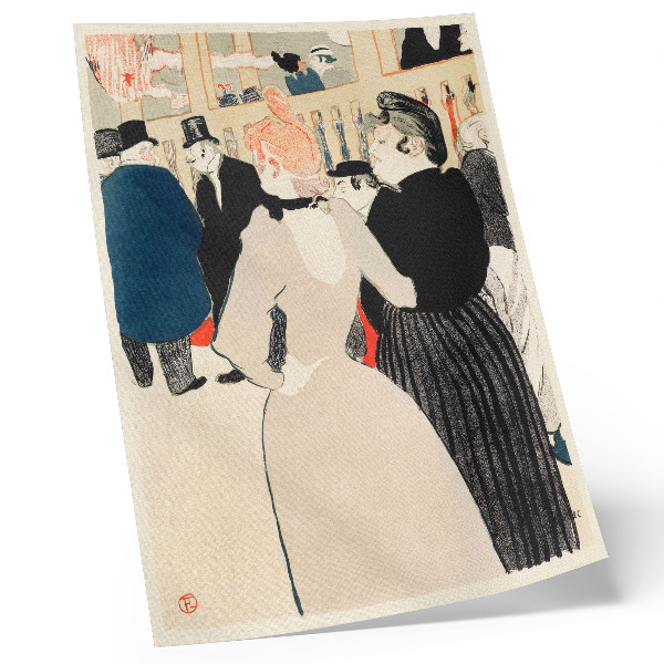 Poster rezistent pentru perete La Moulin Rouge, La Goulue și sora ei (1892), imprimare de înaltă rezoluție de Henri de Toulouse-Lautrec
