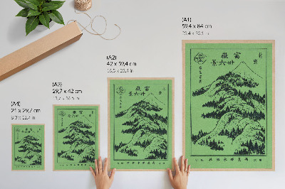 Poster rezistent pentru perete Munții peste munți de Hokusai (1834)