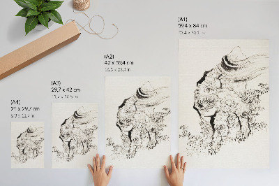 Poster rezistent pentru perete Tigrul japonez de Hokusai, Album de schițe (1760-1849)
