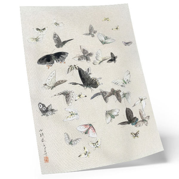 Poster în culori saturate Fluturii și moliile lui Hokusai