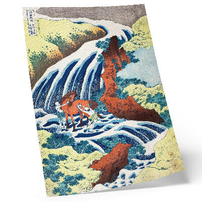 Poster rezistent pentru perete Gravură japoneză vintage pe lemn de Hokusai reprezentând cascadele Yoshitsune din Yoshino, provincia Izumi (1833–1834)