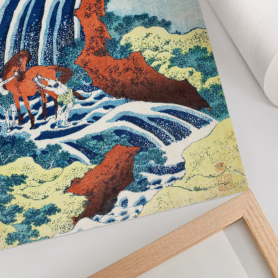 Poster rezistent pentru perete Gravură japoneză vintage pe lemn de Hokusai reprezentând cascadele Yoshitsune din Yoshino, provincia Izumi (1833–1834)