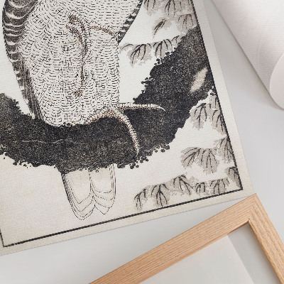 Poster în culori saturate Pasărea de Katsushika Hokusai din Albumul schițelor (1814), gravură japoneză de epocă pe lemn