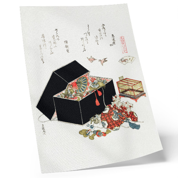 Poster rezistent pentru perete Cutia japoneză de bijuterii a lui Hokusai (1822)