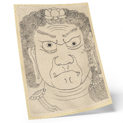 Grafică modernă pe pânză Mască Fudō Myōō, școala Katsushika Hokusai