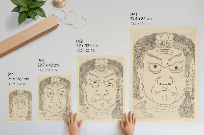 Grafică modernă pe pânză Mască Fudō Myōō, școala Katsushika Hokusai