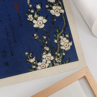 Poster rezistent pentru perete Katsushika Hokusai (1760-1849), Robin pe o ramură de cireș