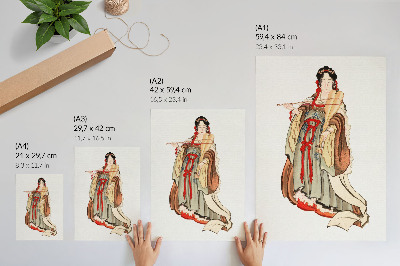 Grafică modernă pe pânză Benten (Zeița Iubirii) (secolele XVIII-XIX), o ilustrație a unei femei japoneze din epoca de piatră de Katsushika Hokusai