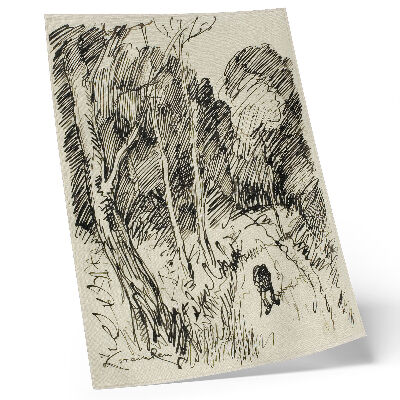Grafică modernă pe pânză Peisaj forestier cu un vagabond de Théophile-Alexandre Pierre Steinlen