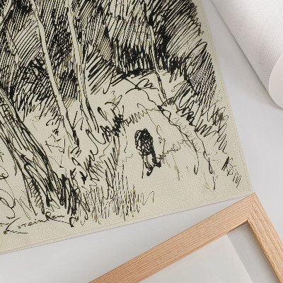 Grafică modernă pe pânză Peisaj forestier cu un vagabond de Théophile-Alexandre Pierre Steinlen