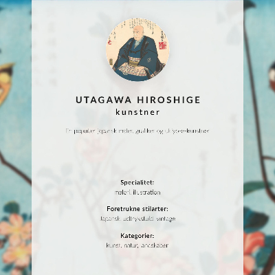 Poster rezistent pentru perete Ilustrație Ukiyo-e a cameliei și privighetoarei de Utagawa Hiroshige (1797-1858)