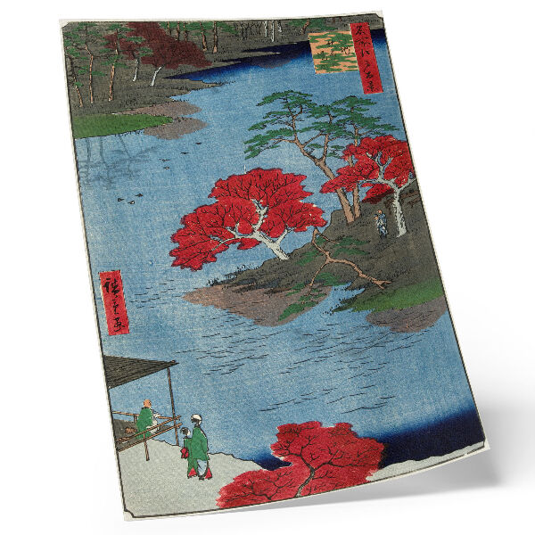 Poster rezistent pentru perete Toamna la Templul Akiba din Ukiji (1857) imprimeuri japoneze antice de Utagawa Hiroshige
