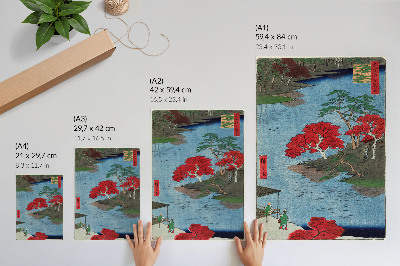 Poster rezistent pentru perete Toamna la Templul Akiba din Ukiji (1857) imprimeuri japoneze antice de Utagawa Hiroshige