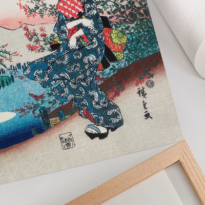 Poster în culori saturate Femeie japoneză (1844-1846), gravură în lemn de epocă de Utagawa Hiroshige