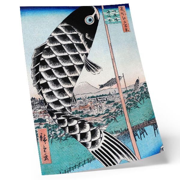 Grafică modernă pe pânză Podul Suidobashi și Surugadai al lui Utagawa Hiroshige (1857)