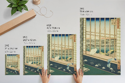 Grafică modernă pe pânză Orezăriile din Asakusa și Festivalul Torinomachi din seria „O sută de vederi faimoase ale orașului Edo” de Hiroshige