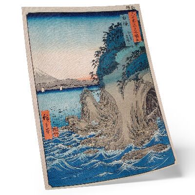Grafică modernă pe pânză Intrarea în peșteră de pe insula Enoshima din provincia Sagami, nr. 15, de Utagawa Hiroshige