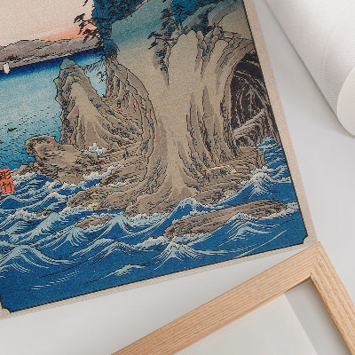 Grafică modernă pe pânză Intrarea în peșteră de pe insula Enoshima din provincia Sagami, nr. 15, de Utagawa Hiroshige