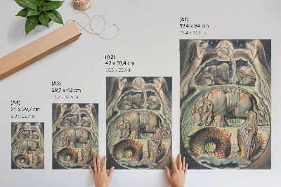 Poster rezistent pentru perete Behemot și Leviatan (după William Blake)