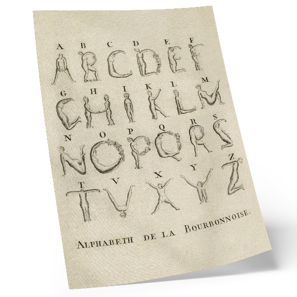 Grafică modernă pe pânză Alfabetul gol; Alphabet de la Bourbonnoise (1790)