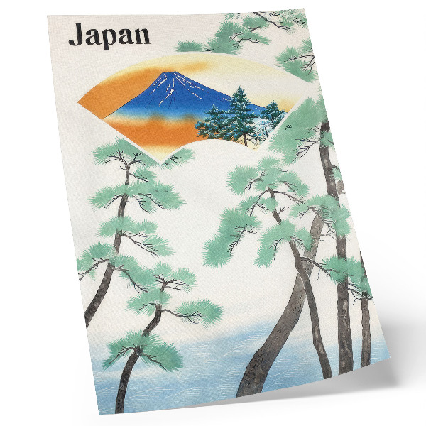 Poster în culori saturate Călătoriile căii ferate guvernamentale japoneze (1930), ilustrație de epocă