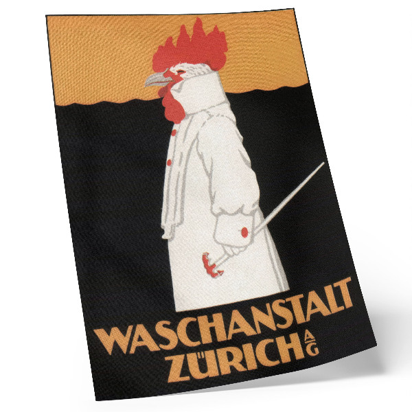 Poster în culori saturate Waschanstalt Zurich (1905), un afiș publicitar istoric de Robert Hardmeyer