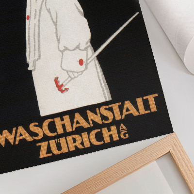 Poster în culori saturate Waschanstalt Zurich (1905), un afiș publicitar istoric de Robert Hardmeyer