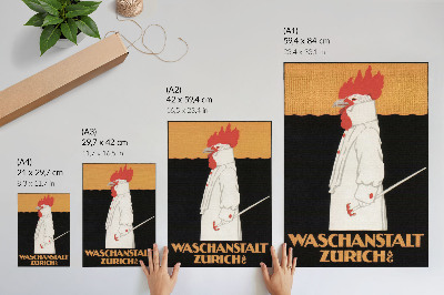 Poster în culori saturate Waschanstalt Zurich (1905), un afiș publicitar istoric de Robert Hardmeyer