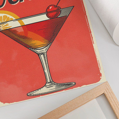 Poster în culori saturate Cocktail Negroni cu lămâie și cireșe