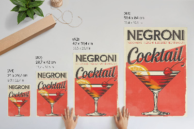 Poster în culori saturate Cocktail Negroni cu lămâie și cireșe