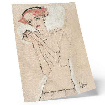 Poster în culori saturate Portretul unei femei (1910) de Egon Schiele – un desen feminin cu linii din colecția MET