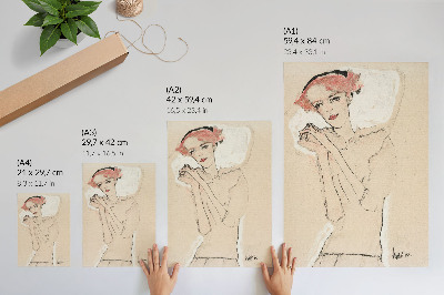 Poster în culori saturate Portretul unei femei (1910) de Egon Schiele – un desen feminin cu linii din colecția MET
